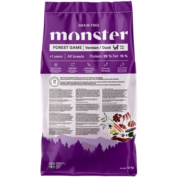 Monster Dog Grain Free Forest Game Venison/Duck 12 kg Monster