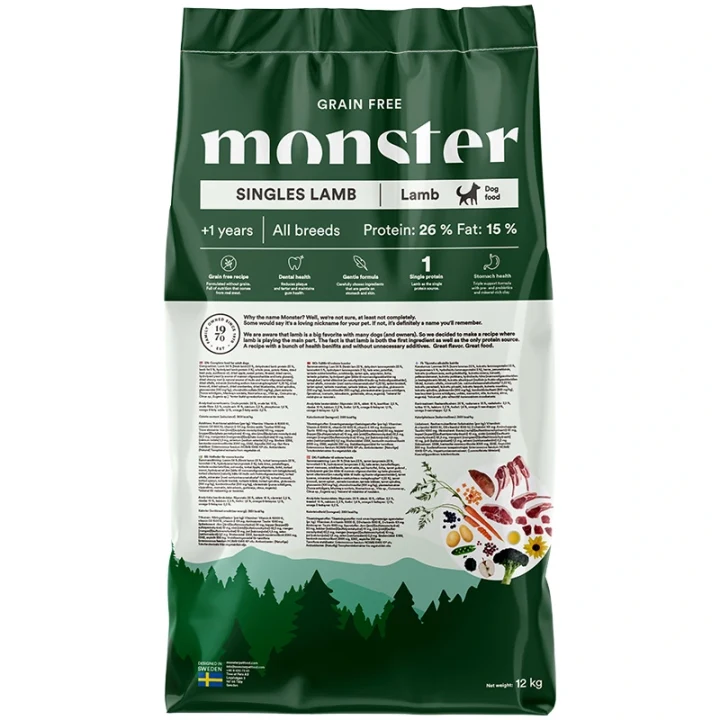 Monster Dog Grain Free Singles Lamb 12 kg Monster