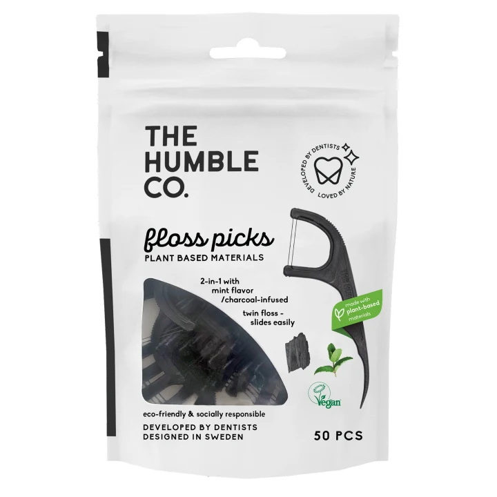 Humble Dental Floss Picks Charcoal 50-pack Humble