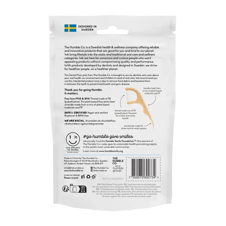 Humble Dental Floss Picks Mint 50-pack Humble