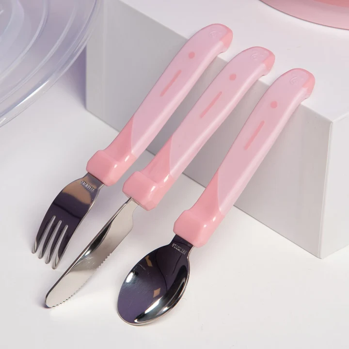 Twistshake Äta-Själv Set Rostfritt stål 12 mån+ Pastellrosa Twistshake