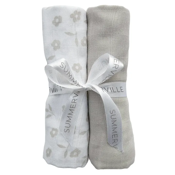 Summerville Organic Muslinfilt Petal Silver Grey 2-pack Summerville Organic