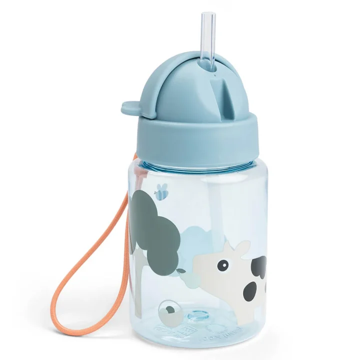 Done by Deer Straw Bottle Tiny Farm Blue Done by Deer