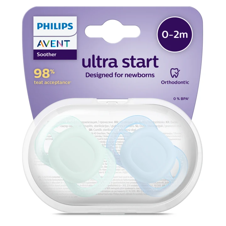 Philips Avent Ultra Start Napp 2-pack Turkos/Blå Philips Avent