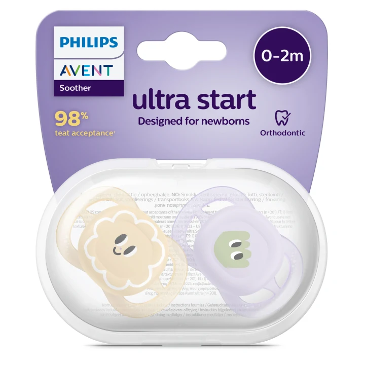 Philips Avent Ultra Start Napp 2-pack Lila/ Orange Philips Avent