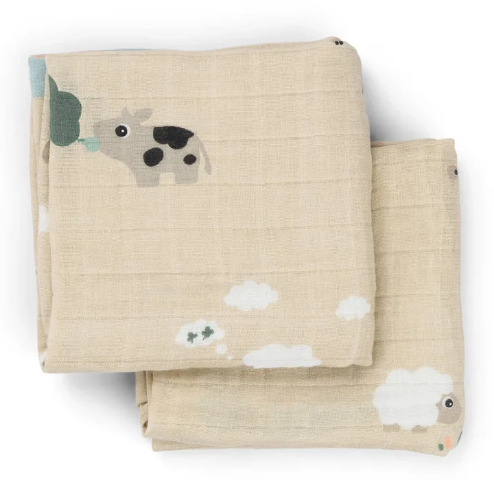 Done by Deer Burp Cloth Tiny Farm Sand 2-pack Done by Deer
