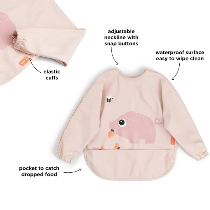 Done by Deer Sleeved Pocket Bib Tiny Farm Powder Done by Deer