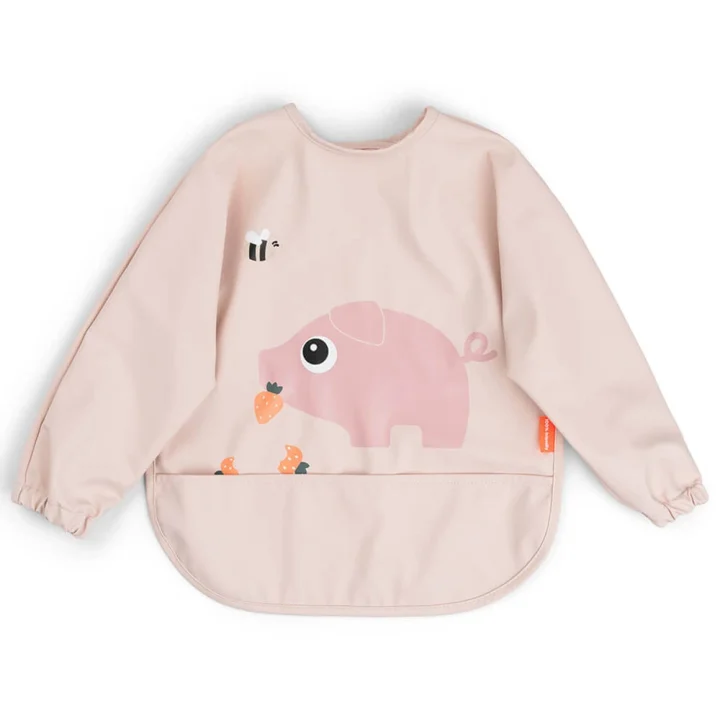 Done by Deer Sleeved Pocket Bib Tiny Farm Powder Done by Deer