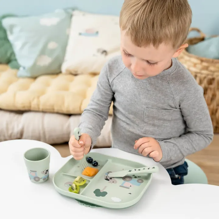 Done by Deer Foodie Dinner Set w/suction Tiny Farm Green Done by Deer