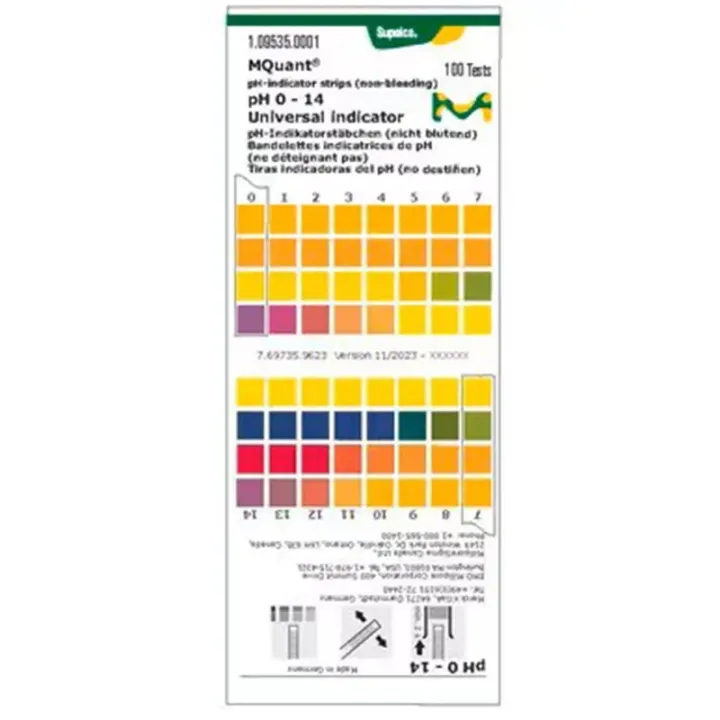 Universalindikatorstickor pH-indikatorremsor Merck pH 0-14 100st 