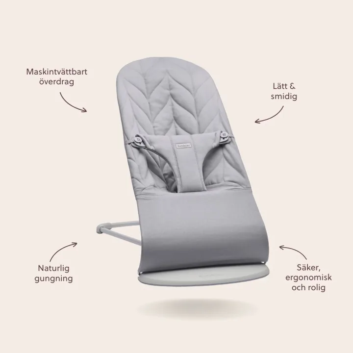 BabyBjörn Babysitter Bliss Vävd Bladmönstrad Quilt Ljusgrå Babybjörn