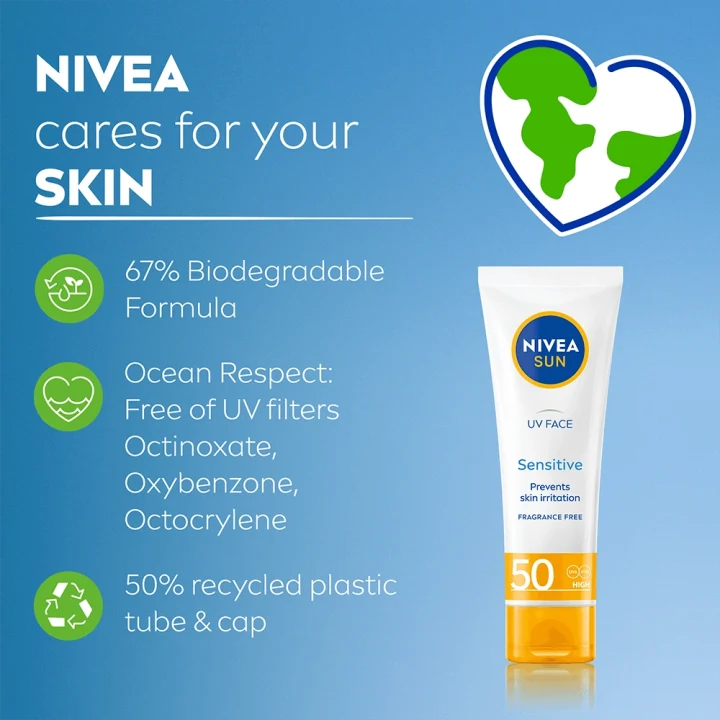 Nivea Sun UV Face Soothing Sensitive Cream SPF 50, 50 ml Nivea