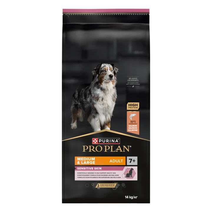 PURINA PRO PLAN Medium & Large Adult 7+ Sensitive Skin Torrfoder Hund 14kg Purina Pro Plan