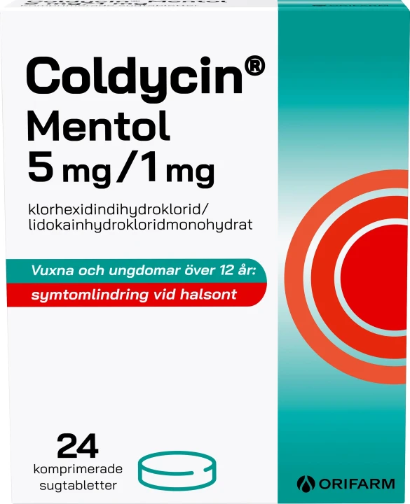 Coldycin Mentol 5 mg/1 mg 24 sugtabletter Coldycin