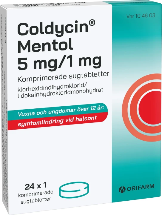 Coldycin Mentol 5 mg/1 mg 24 sugtabletter Coldycin