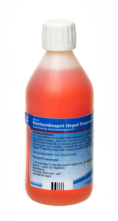 Klorhexidinsprit Färgad Fresenius Kabi Kutan Lösning 5 mg/ml 250 ml Klorhexidinsprit
