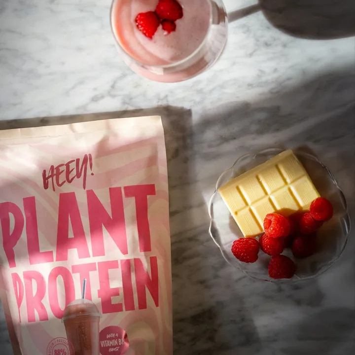 Heey! Veganskt Protein Vit Choklad Hallon 500 g Heey!