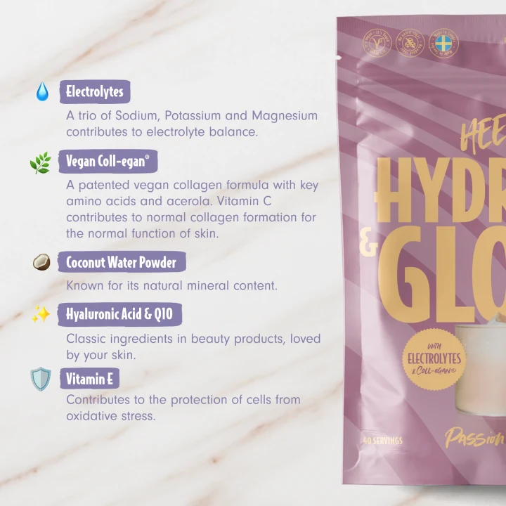 Heey! Hydrate & Glow Elektrolyter Passionsfrukt 240 g Heey!