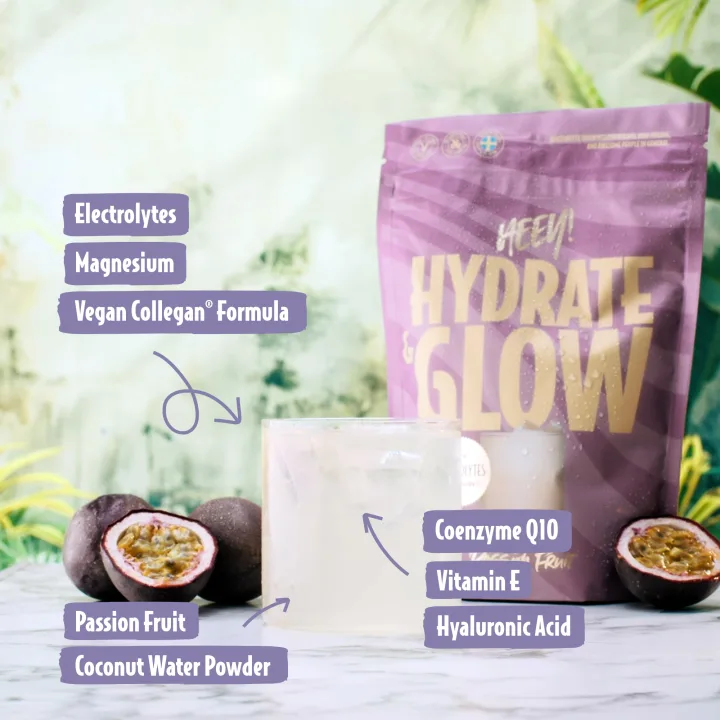 Heey! Hydrate & Glow Elektrolyter Passionsfrukt 240 g Heey!