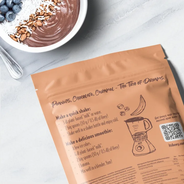 Heey! Veganskt Protein Jordnöt Choklad Karamell 500 g Heey!