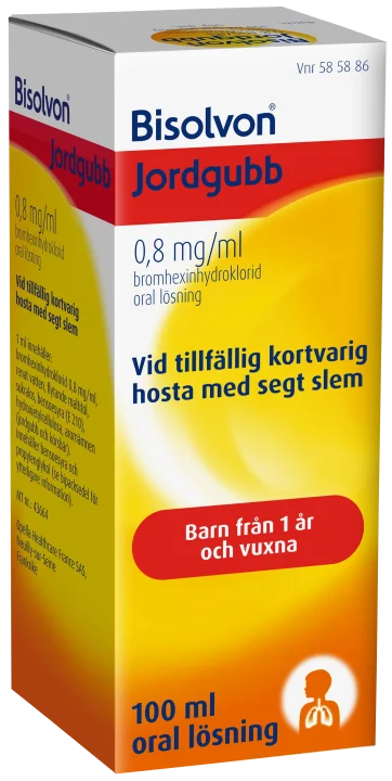 Bisolvon Jordgubb Oral lösning 0,8mg/ml Flaska 100 ml Bisolvon