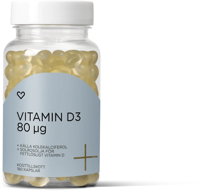 Hjärtats+ Vitamin D3 80µg Kapsel 180st Hjärtats