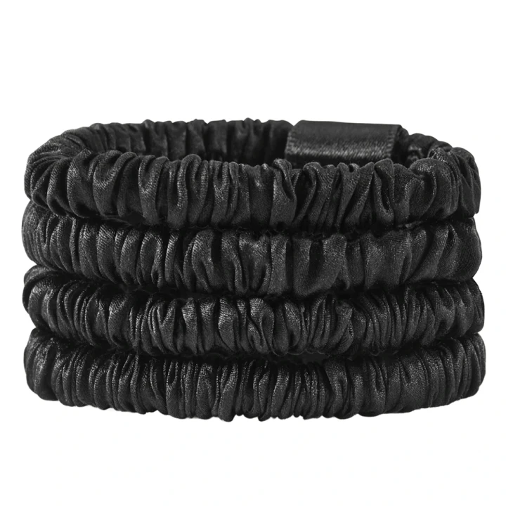 Lenoites Mulberry Silk Skinny Scrunchies Black Lenoites