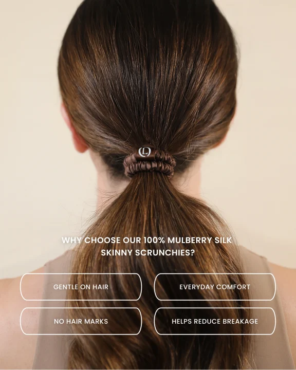 Lenoites Mulberry Silk Skinny Scrunchies Dark Brown Lenoites