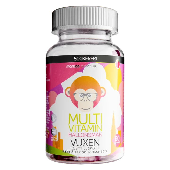 Monkids Multivitamin Sockerfri Vuxen Hallon 60 st Monkids