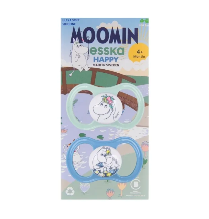 ESSKA Happy Muminedition Napp + 4 månader 2-pack ljusgrön/blå Esska