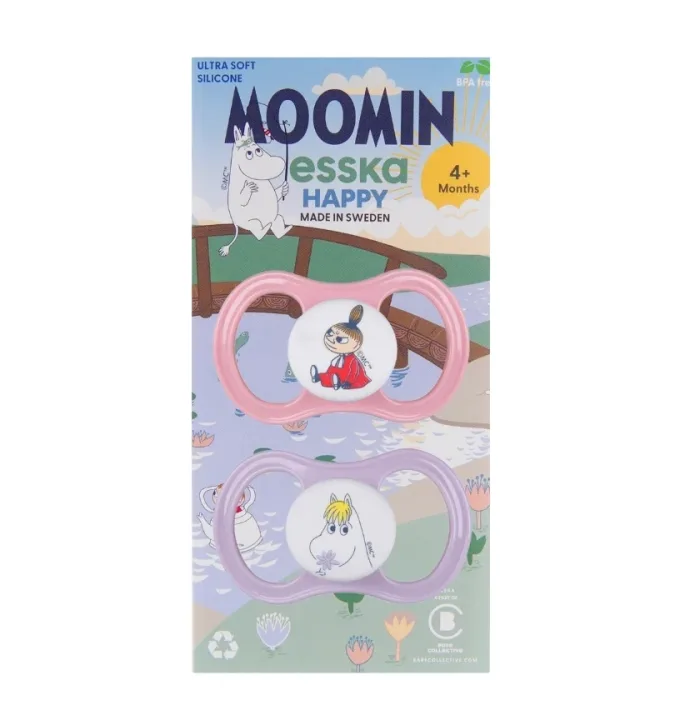 ESSKA Happy Muminedition Napp + 4 månader 2-pack  Rosa/lila Esska