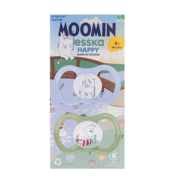 ESSKA Happy Muminedition Napp + 4 månader 2-pack grön/ljusblå Esska