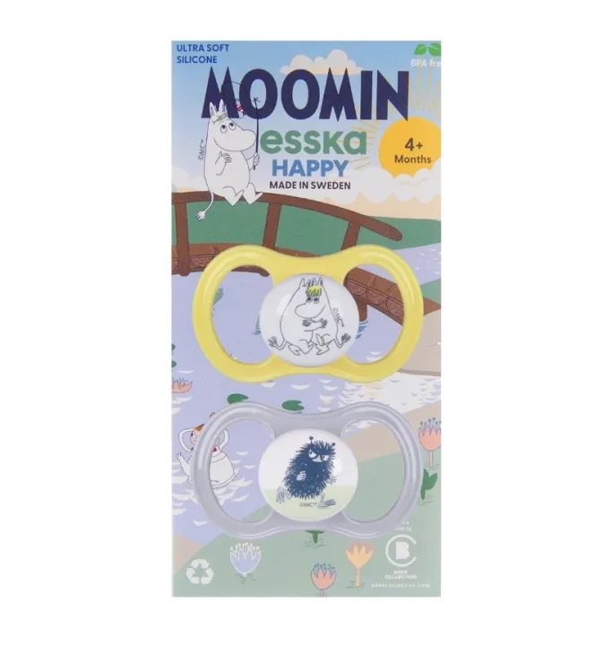 ESSKA Happy Muminedition Napp + 4 månader 2-pack gul/grå Esska