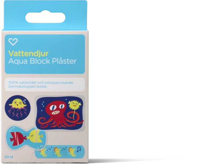 Hjärtats Plåster Barn Vattendjur Aqua Stop 20st Hjärtats