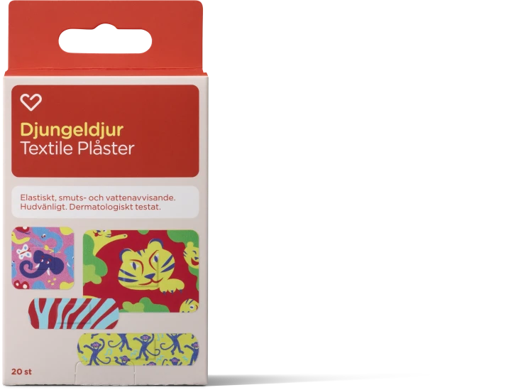 Hjärtats Plåster Barn Djungeldjur Textile 20st Hjärtats