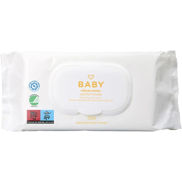 Hjärtats Baby Våtservetter Oparfymerade 72 st Hjärtats