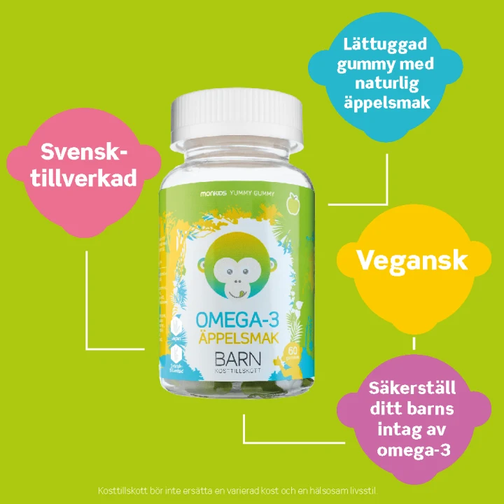 Monkids Omega-3 Barn Äpple 60 st Monkids