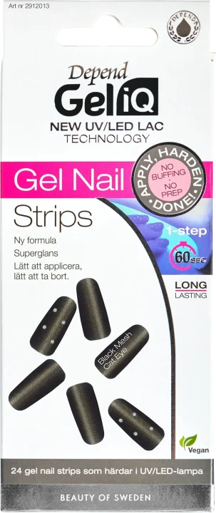 Depend Gel iQ Gel Nail Strips 24 st Black Mesh Cat Eye Depend