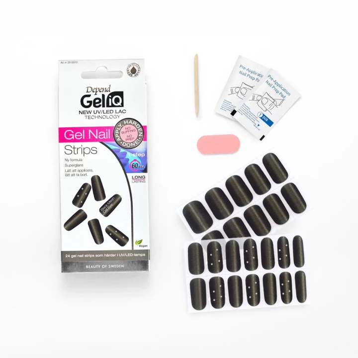 Depend Gel iQ Gel Nail Strips 24 st Black Mesh Cat Eye Depend