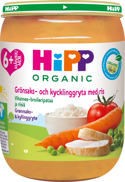 HiPP Grönsaks- och kycklinggryta med ris 6 mån 190 g HIPP