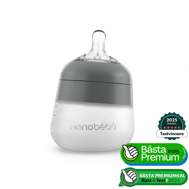 Nanobébé Flexy Silikonflaska Anti-kolik 150 ml Grå Nanobébé