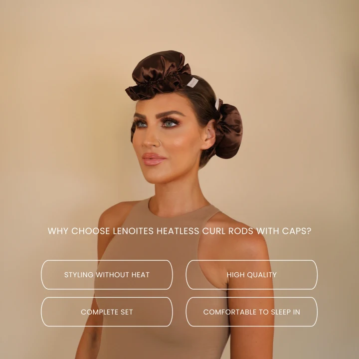 Lenoites Heatless Curling Rods with Caps 3-Pack Set Golden Sand Lenoites