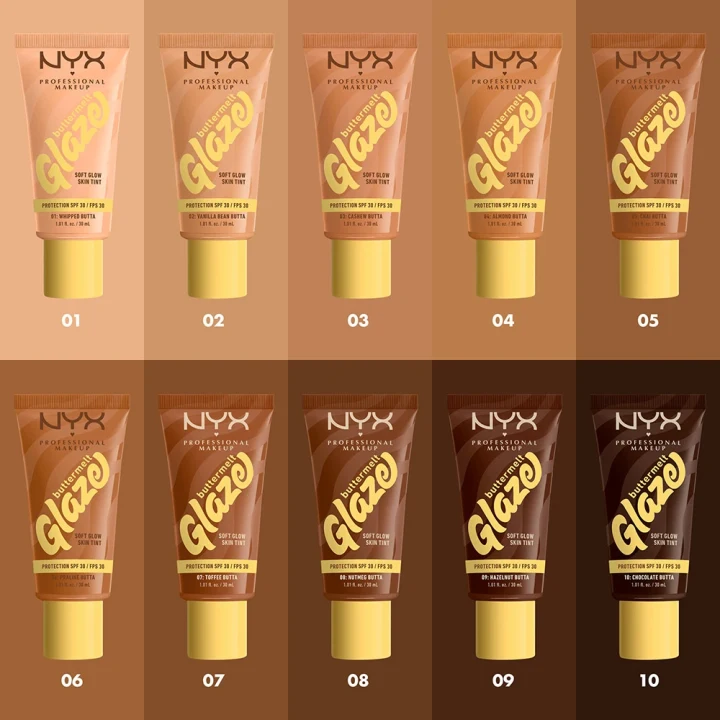 NYX Professional Makeup Buttermelt Glaze Skin Tint SPF30, 30 ml 08 Nutmeg NYX Professional Makeup