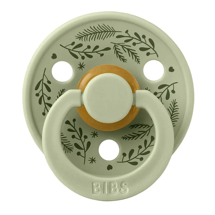 BIBS Pacifier Colour Holiday Leaf Latex Sage/Hunter Green 2 pack Size 1 Bibs