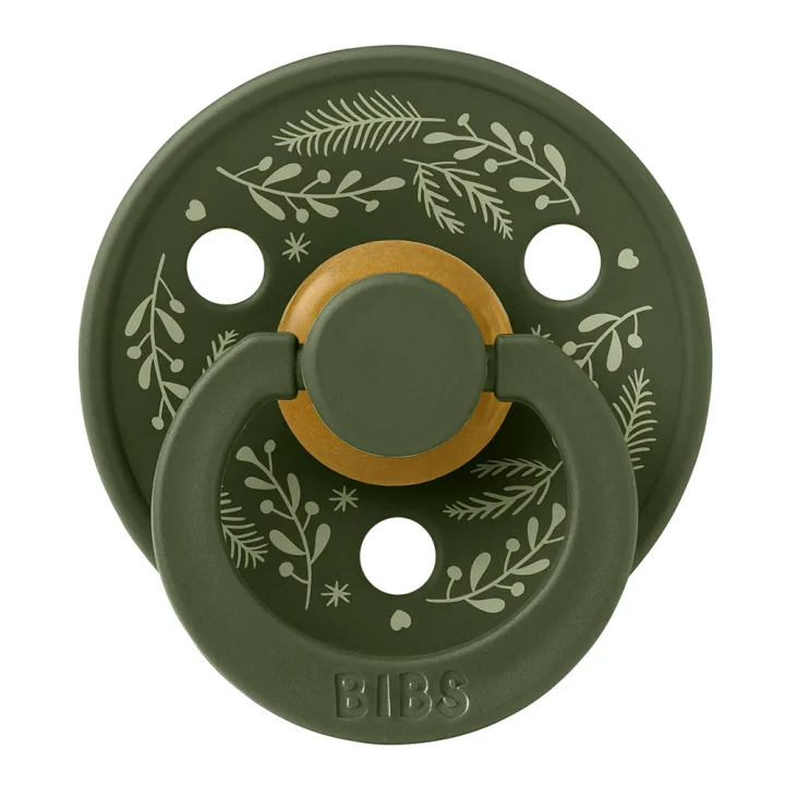 BIBS Pacifier Colour Holiday Leaf Latex Sage/Hunter Green 2 pack Size 1 Bibs