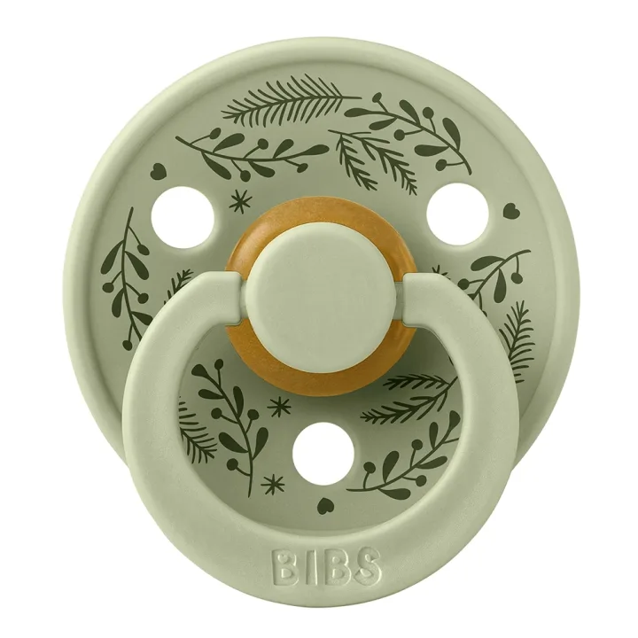 BIBS Pacifier Colour Holiday Leaf Latex Sage/Hunter Green 2 pack Size 2 Bibs