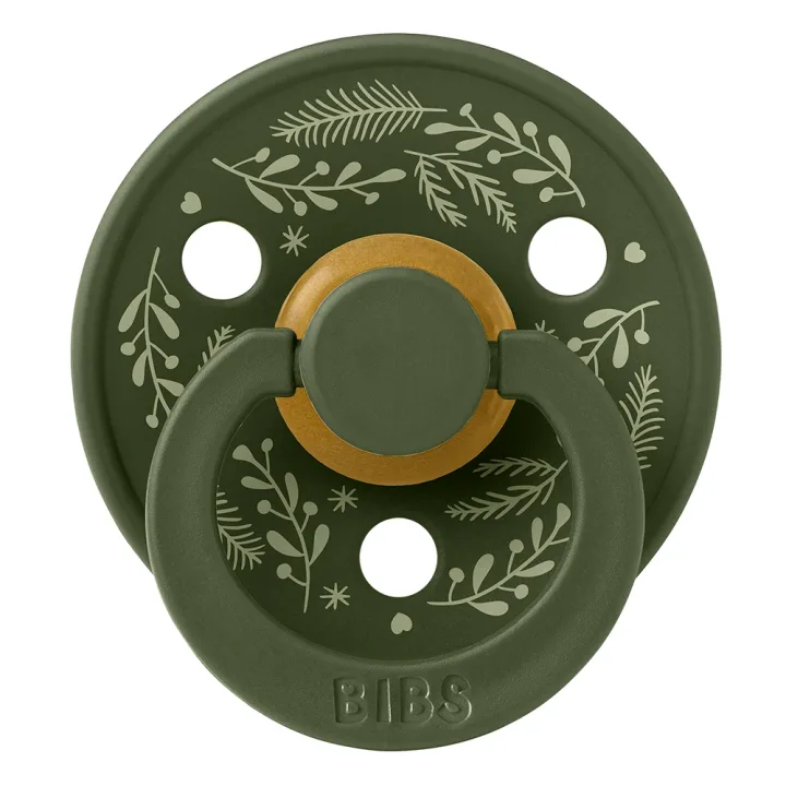 BIBS Pacifier Colour Holiday Leaf Latex Sage/Hunter Green 2 pack Size 2 Bibs