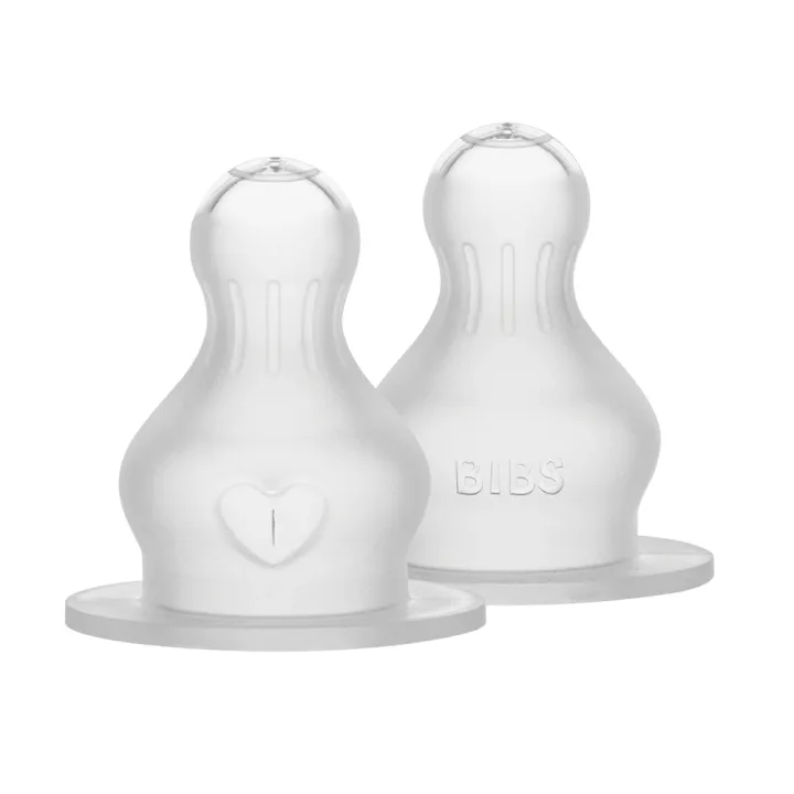 BIBS Baby Bottle Nipple Round Silicone Thick Flow 2 pack Bibs