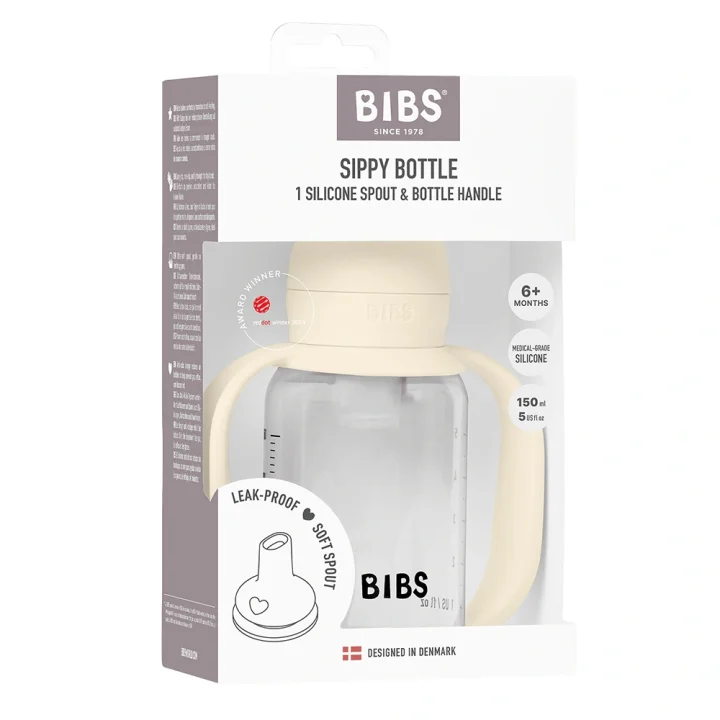 BIBS Baby Sippy Bottle Spout Silicone 150 ml 1-pack Ivory Bibs