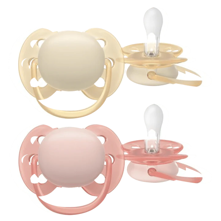 Philips Avent Ultra Soft Napp 0-6 mån 2-pack  Gul/Rosa Philips Avent